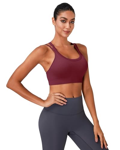 Image of Sports Bras for Women HIigh Support, Criss-Cross Back Padded Strappy High Impact Sports Bras for Women Large Bust