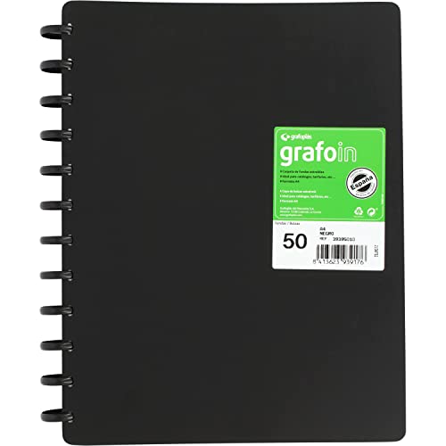 Grafoplás 39395010 Grafo in Ordnern mit herausnehmbaren Hüllen, 50 Hüllen, A4, mehrfarbig