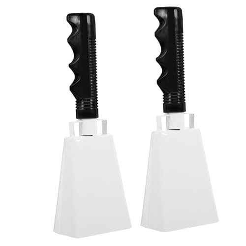 ibasenice Rustic Handle Cowbells 2pcs for Sports Football Parties Noisy Gatherings