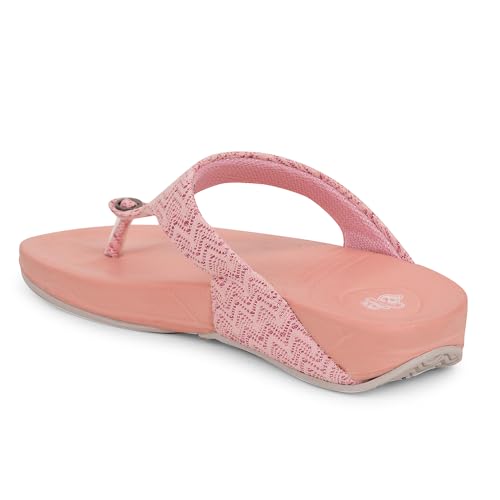Image of Liberty A-HA Peach & Green Flip-Flops for Women - PU Slip-On