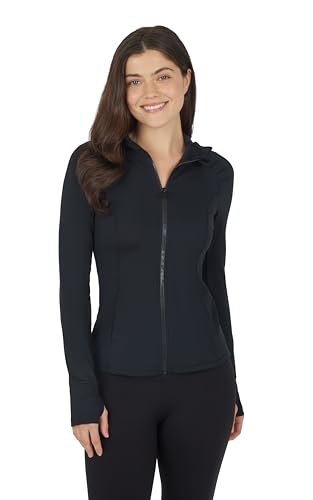 Yogalicious Full-Zip Lightweight Hooded Running Workout Yoga Lux Jacket with Pockets
