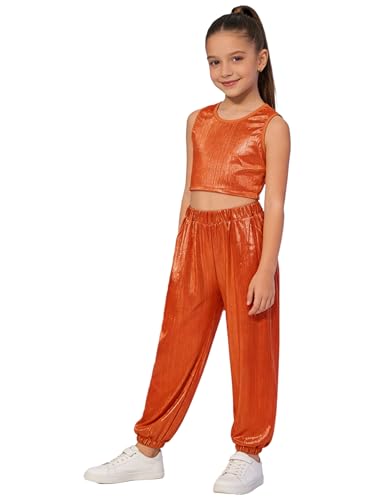 Combinaison danse rue fille orange costume modern jazz ado 13 ans