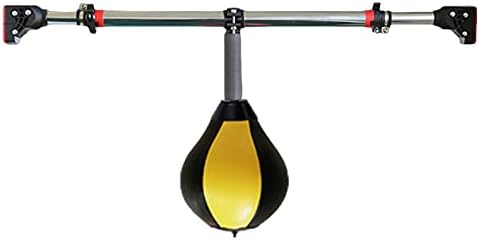 Adjustable Speed Bag for Home Gym - Portable Doorway Punching Ball for Adults & Kids - Reflex Training Equipment - Compact 8.7" Red & Black Design