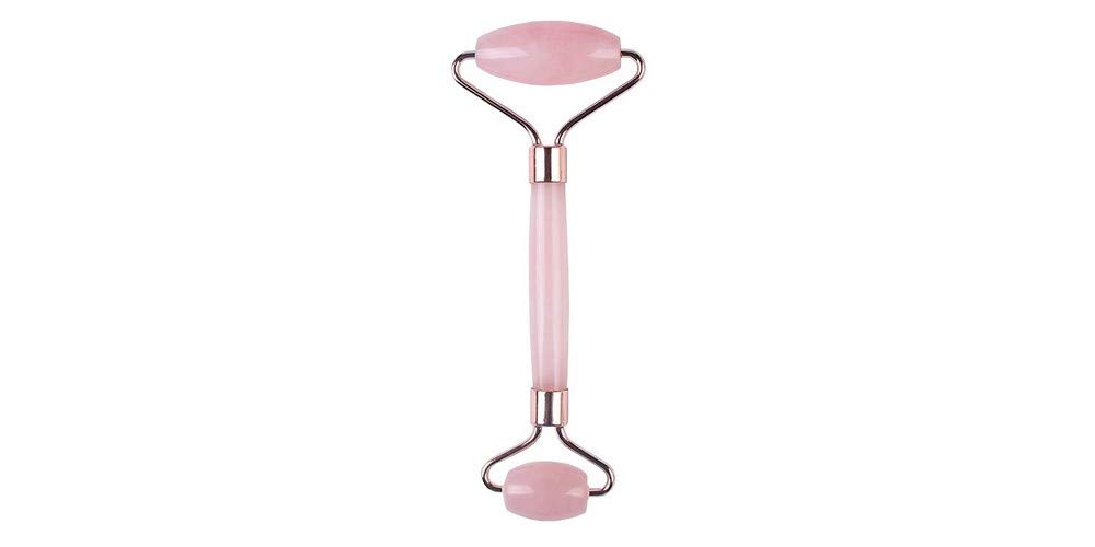 Rodillo de masaje y placa de guasha cuarzo rosa