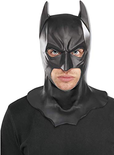 YLM Masque de Batman Masque de Chevalier Noir, Masque en Latex Noir réaliste Halloween Complet pour Accessoires de Carnaval de fête Cosplay