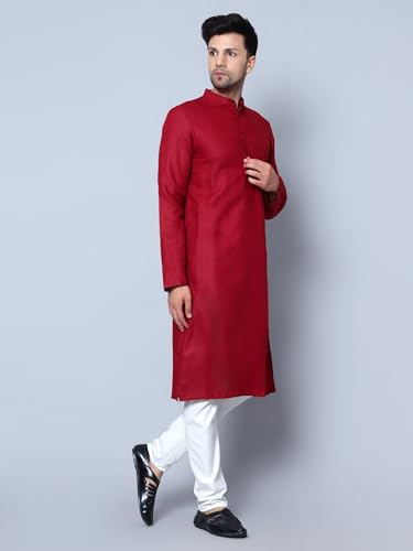 Image of LATEST CHIKAN Men's Cotton Blend Regular Solid Kurta Pyjama Set - Casual Ethnic Set
