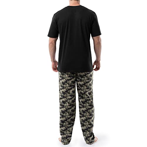 Fruit of the Loom Men's Fleece Sleep Pant and Knit Top Sleep Set2