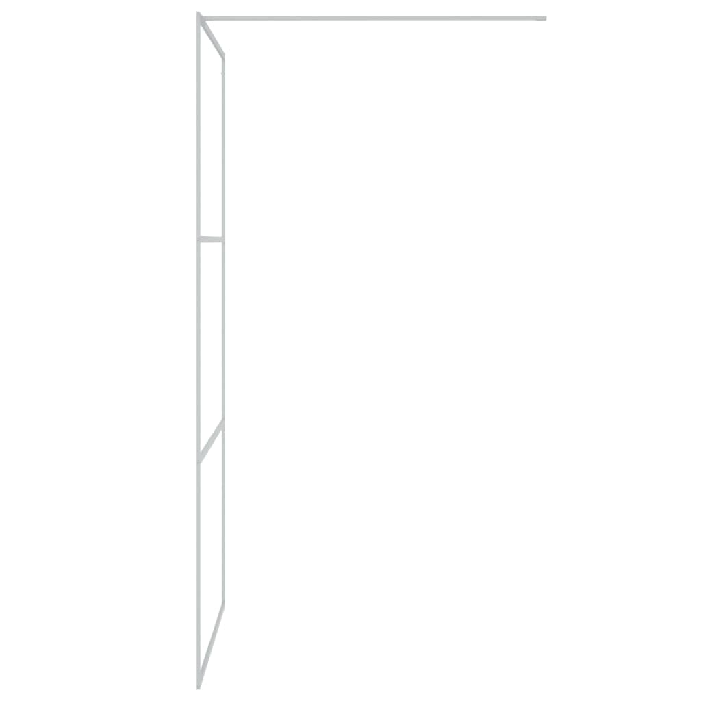 Parete doccia per doccia a pavimento, 100 x 195 cm, in vetro temperato trasparente da 5 mm, con telaio in alluminio argentato, vetro doccia regolabile