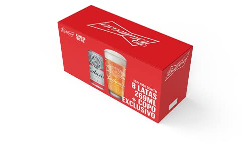 Kit Cerveja Budweiser 269ml Lata Pack C/8 + 1 Copo