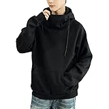 [foveitaa] パーカー メンズ 大きいサイズ 人気 春服 秋服 トレーナー ゆったり プルオーバー スウェット 長袖 無地 おしゃれ ジャージ カジュアル おしゃれ ファッション フード付 かっこいい 男女兼用 Black L