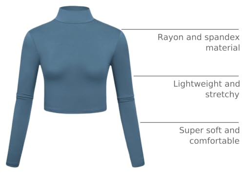 Image of Kindcall Lightweight Mock Turtleneck Crop Tops Long Sleeve Casual Base Layer for Women