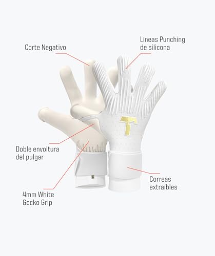 T1TAN Rebel 2.0 White-out - Guantes de Portero - Guantes de fútbol para porteros - sin protección para los Dedos - Talla 6 - imagen 6