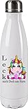 Einhorn Trinkflasche mit Spruch Leck mich doch am Horn - Kaffeetasse - lustig - Geschenke - Kollegin - Spülmaschinenfest (Edelstahl Trinkflasche, 500 ml)