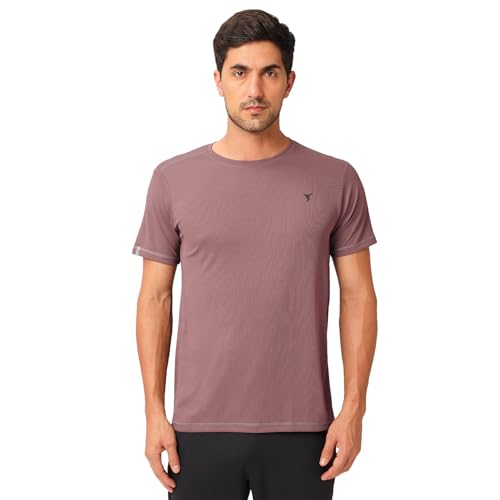 Image of TECHNOSPORT Men's Slim Fit Polyester Activewear Sports T-Shirt with Moisture-Wicking Comfort for Workout, Running & Gym
