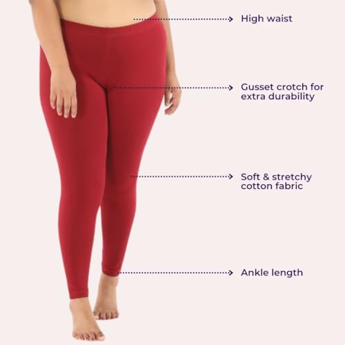 Image of Adira | Plus Size Leggings for Women | Plus Size Leggings for Women | High Waist | Ankle Length | Soft Cotton & Elastane Blend | Non-See-Through | Gusset Crotch Prevents Ripping