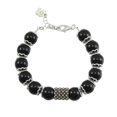 Bracelet Su Coccu en argent 925 filigrané et onyx noir artisanal sarde