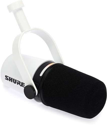 Image of Shure MV7+ Hybrid Podcast Microphone with Desktop Boom Stand - White