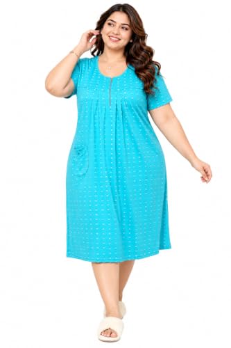 Image of Onekbhalo Women Cotton Night Dress Printed Culf Length Night Gown Short Nighty