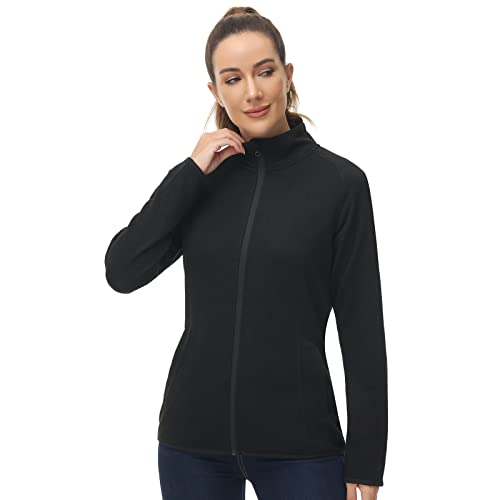 Puzeer Women's Long Sleeve Sweater Fleece Zip Up Speckled Jacket With Pockets #TOP18