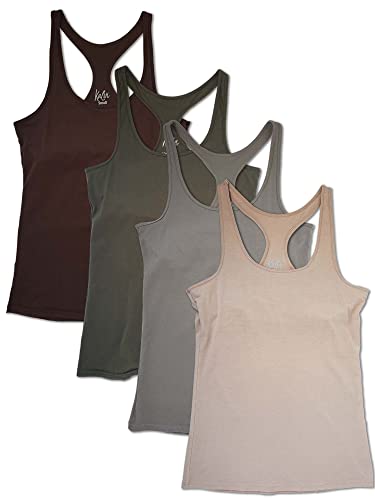 Image of Kalon Women's 4-Pack Racerback Shelf Bra Camisole Base Layer