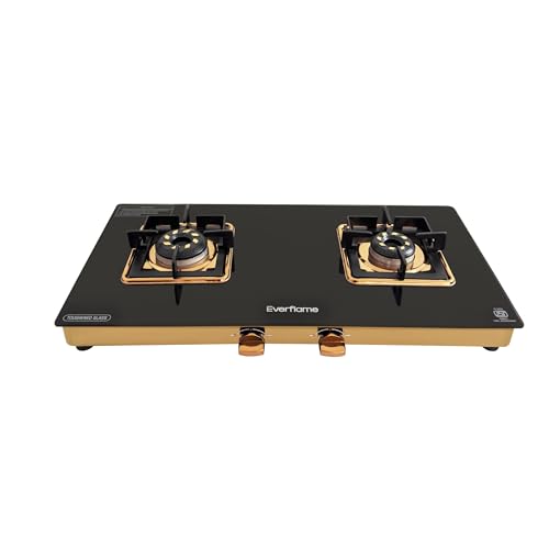 Everflame Aurum 2 Burner Gas Stove | Toughened Glass Gas Cooktop | 5G Gas Saver Technology | ISI Approved |...