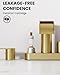 gotonovo 4 Inch Centerset Waterfall Bathroom Sink Faucet Deck Mount 2 Handle Basin Faucets 2 or 3 Hole with Pop Up Drain Included Lavatory Modern Mixer Tap Vanity Faucet Brushed Gold