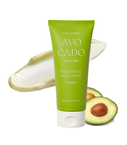 Rated Green - Avocado Nourishing Scalp Pack, Softening Hair Repair Mask and Scalp Mask for Dry Itchy Scalp, Tube - 6.76 fl. oz. Cold Pressed Organic Avocado with Natural Banana