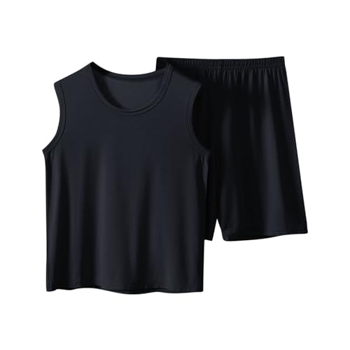 XINYUNZU Schlafanzug Kurz Jungen Mädchen T-Shirt Ärmellos mit...