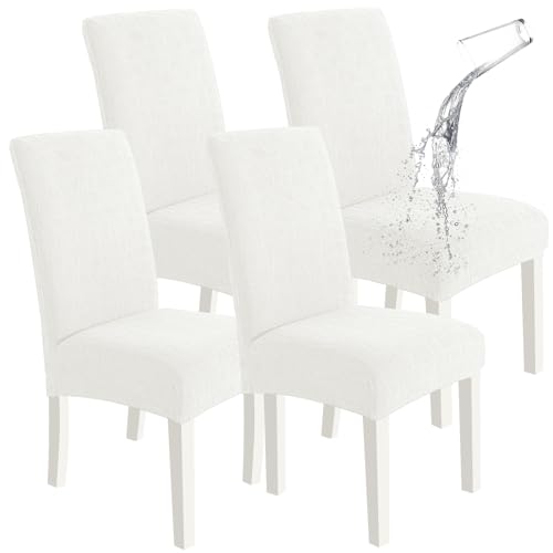 Ystyle Stretch Stuhlhussen 4er Set, Stuhlbezug Elastischer, Creme – Ansicht 1