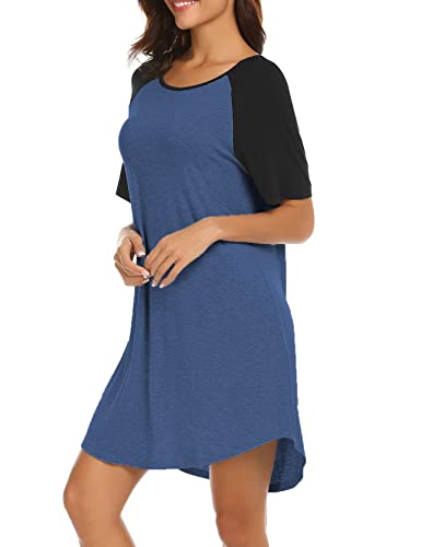 Image of Ekouaer Sleep Shirts for Women Short Sleeve Night Shirts for Sleeping Pullover Nightgown Soft Nightdress S-XXXL