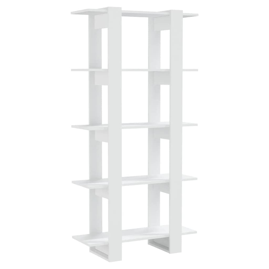 Bücherregal Raumteiler Weiß 80x30x160 cm aus Holzwerkstoff, schlankes Design, viel Stauraum für Bücher, Zeitschriften und Dekoration, pflegeleicht mit feuchtem Tuch, ideal