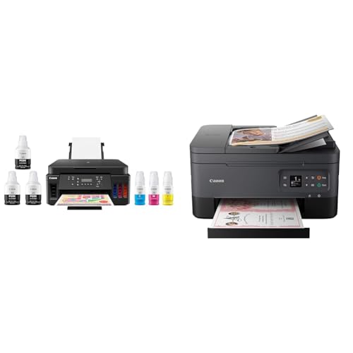 Image of Canon PIXMA G6020 All-in-One Supertank Wireless (Megatank) Printer, Copier and Scan with Mobile Printing, Black, Compatible with Alexa & PIXMA TR7020a All-in-One Wireless Color Inkjet Printer