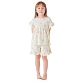 [ever closet] キッズ パジャマ 130サイズ (8-10歳・身長125-135cm目安) チョコミント 女の子 ワッフル生地 春用 夏用 上下セット 半袖 ハーフ丈 子供服 キッズ服 エバークローゼット