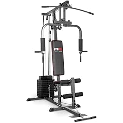 Maquina Pendulo Gym Fitfiu Fitness GYM-100 - Máquina multiestación Musculación para Entrenamiento Gimnasio con Pesas Fitness, Estación de Mariposa, Ejercicios Remo, Hombros, Espalda, Bíceps, Tríceps, Cuadríceps, Piernas