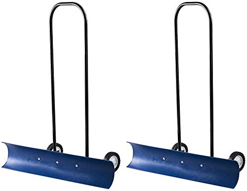 The Snowcaster 30SNC 36-Inch Bi-Directional Wheeled Snow Pusher, Blue (Pack of 2)