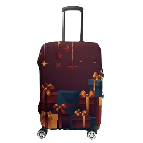 Christmas Gift Box Travel Luggage Cover Elastic Washable Suitcase Cover Dustproof Anti-Scratch Suitcase Protector Fits 19-32 Inch Luggage, S