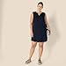 Amazon Essentials Women's Sleeveless Woven A-line V Neck Shift Dress, Navy, Large