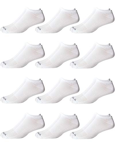 Nautica Mens Microfiber No-Show Performance Running Low Cut Socks (12 Pack), White, Size