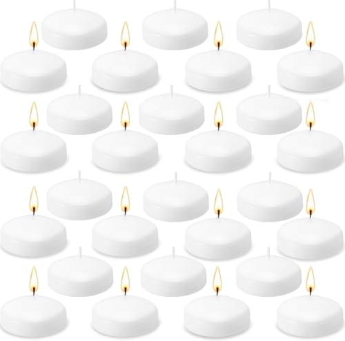 Jeffbaubl Lot de 48 bougies flottantes, 5 cm, blanches, flottantes, étanches, anti-gouttes, pour mariage, anniversaire, piscine, fête, centres de table