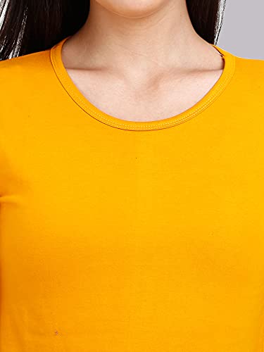 Image of FLEXIMAA Women's Cotton Plain Round Neck Half Sleeve T-Shirt