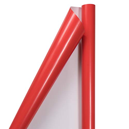 JAM Paper Gift Wrap - Glossy Wrapping Paper - 25 Sq Ft (30 in x 10 Ft) - Red - Roll Sold Individually