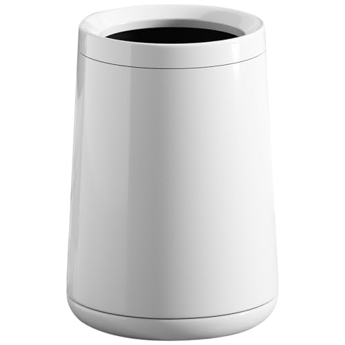 Image of 10L /2.6 Gallon Metal Trash Can,Conical Garbage Can with Top Opening for Bathroom,Bedroom,Hotel,Kitchen,RV (White)