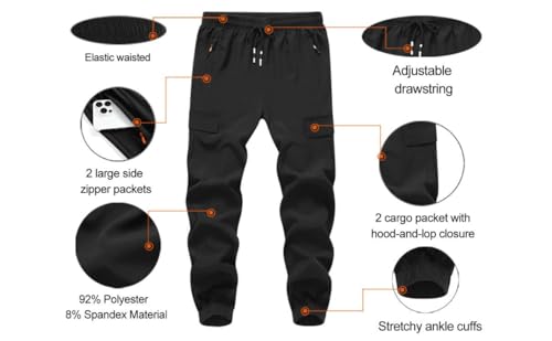 Girls Cargo Joggers Pants Youth Quick Dry Lightweight Pull-On Hiking Pants for Sports Outdoor with Zipper Pockets2