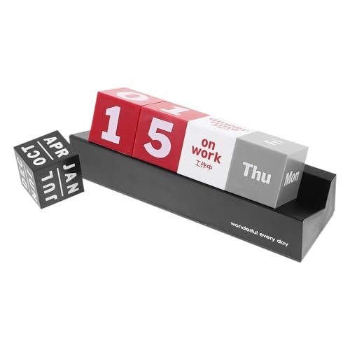 Calendrier de bureau bois artisanal avec des blocs de date reglables sans annee