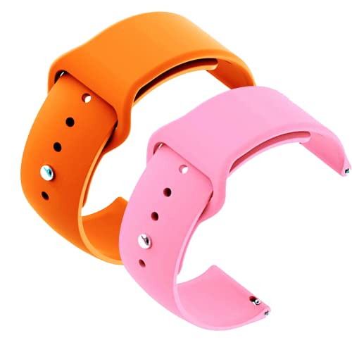 Image of YODI New Accessories Silicone 22MM Strap Belt Band for Smart Watch (Set of 2 Color) Combo Pack (Smart Watch NOT Included) (Orange-Pink)