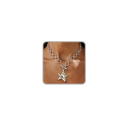Sora Tuki Chunky Star Necklace for Women Trendy Big Statement Necklace Large Star Pendant Necklaces Thick Chain OT Toggle Necklaces Boho Chunky Jewelry (S)