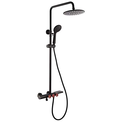 Système de douche noir combiné robinetterie salle de bain mélangeur trois poignées eau chaude