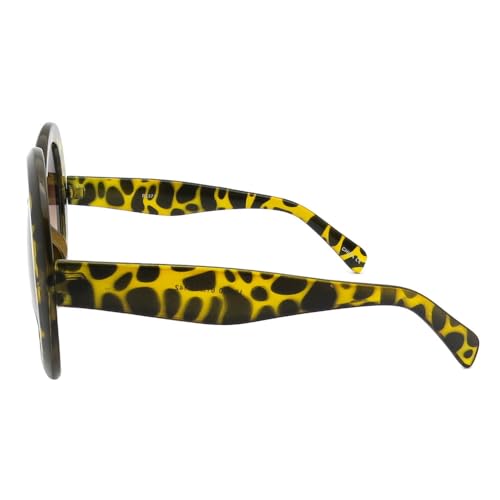 Pop Fashionwear Retro Oversized Fashion Round Sunglasses Brown Orange Gradient Frame, Gradient Lens3