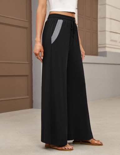 Marvmys Women's Wide Leg Pants Cotton Palazzo Flowy Pajama Pants Trousers - image 3