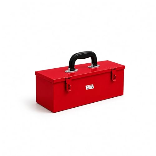 Image of PAHAL Metal Tool Box 12 x 4 x 4.5 Inch, Heavy Duty Steel Tool Storage Box, Durable Multipurpose Toolbox for Mechanic, Electrician & Home Use (Red, Portable, Empty)